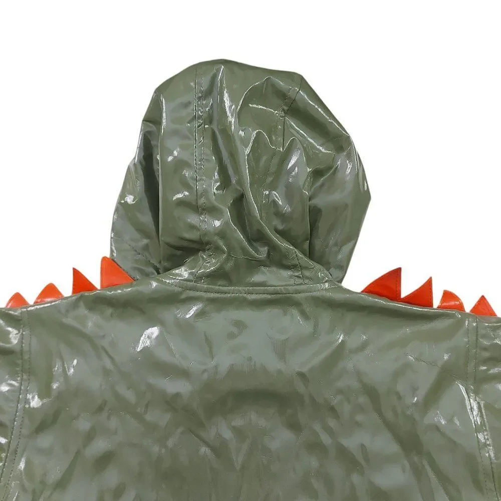 Kidorable Dinosaur Raincoat Kids 4/5 Green Spikes and Volcano All-Weather Snaps